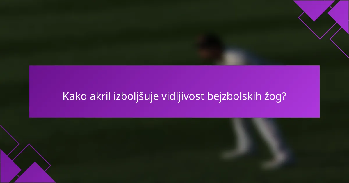 Kako akril izboljšuje vidljivost bejzbolskih žog?