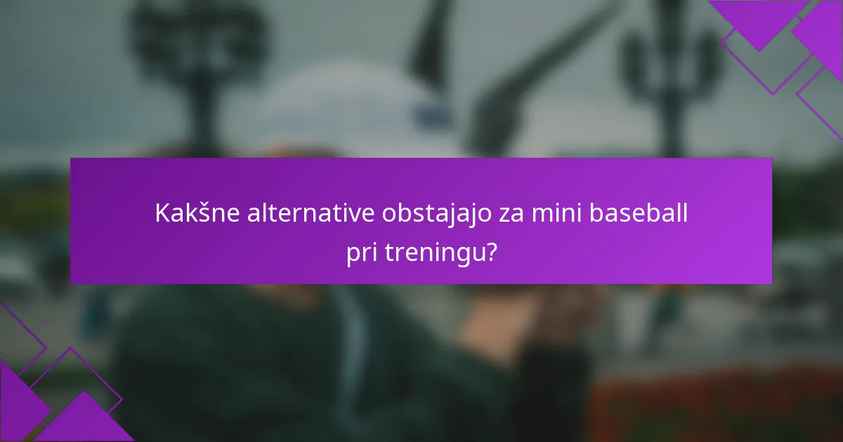 Kakšne alternative obstajajo za mini baseball pri treningu?