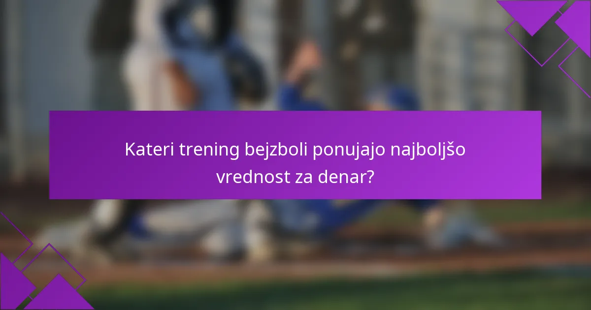 Kateri trening bejzboli ponujajo najboljšo vrednost za denar?